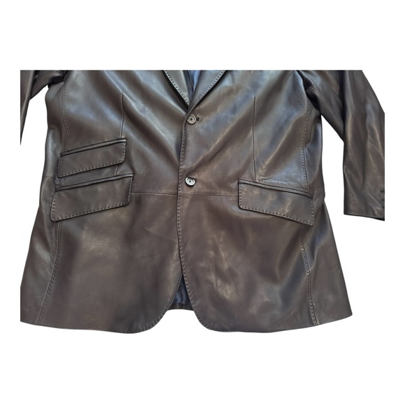 Vintage Murano Lamb Skin Leather Black Women’s Size XL Lined Blazer Coat - Picture 5 of 8